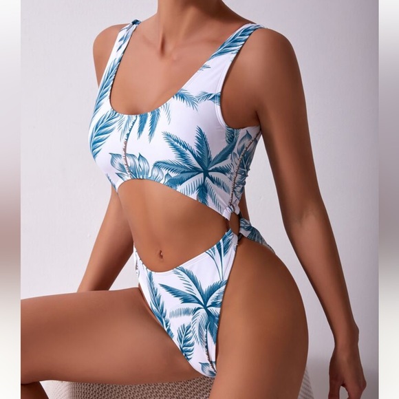 SHEIN | NWOT | One Piece Tropical Cut Out Bathing Suit - Picture 1 of 8